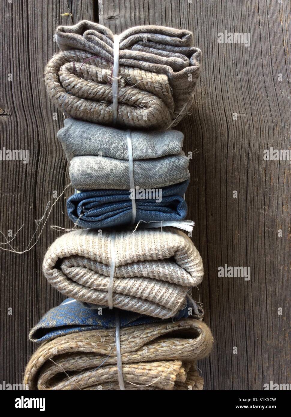 Stack of linen patterns Stock Photo Alamy