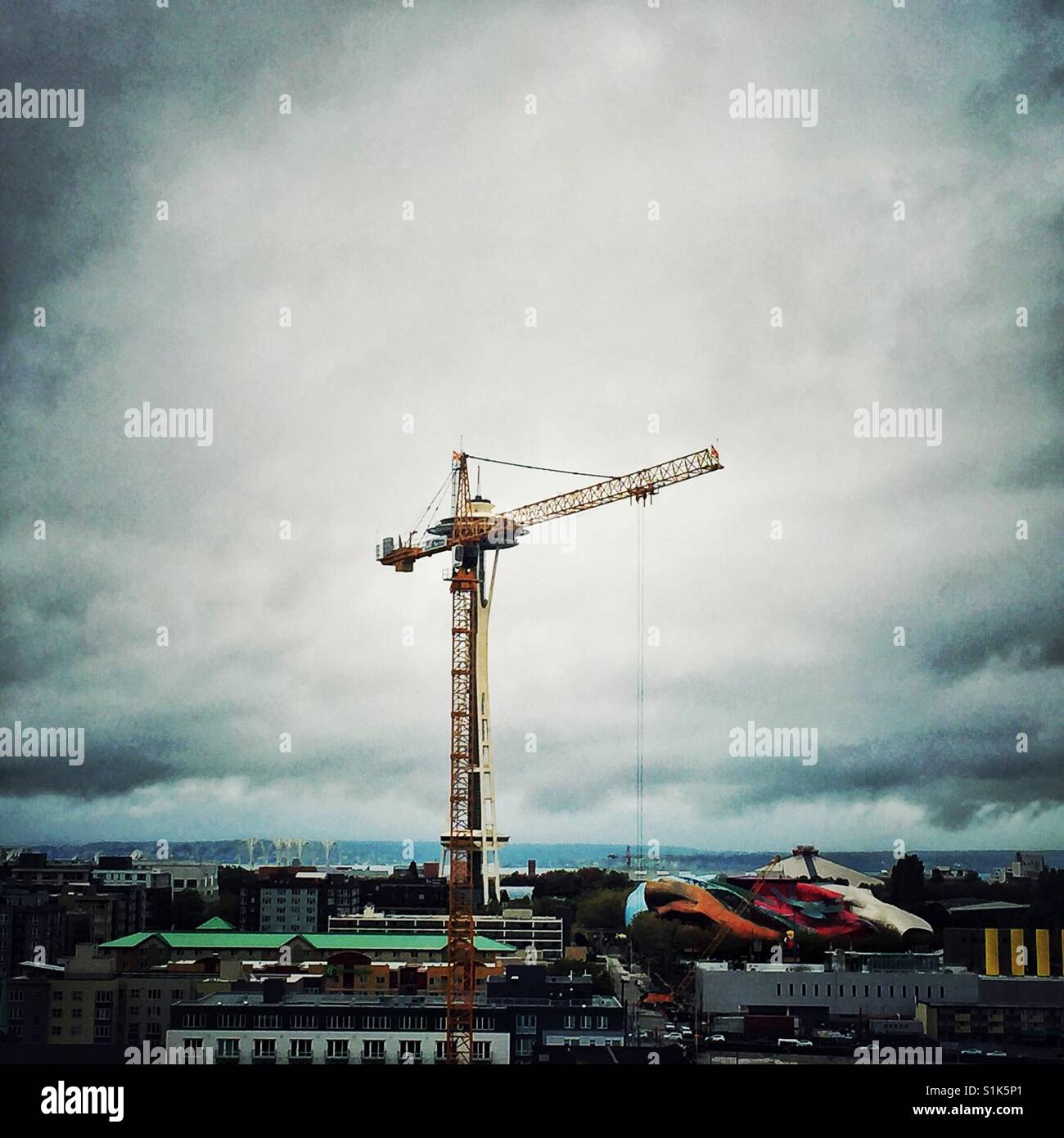 Construction boom in Seattle - Smartphone Captured Stock Image