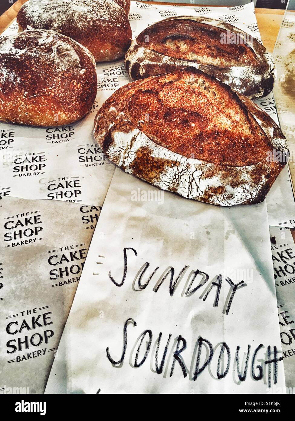 The Cake Shop Bakery Sunday Sourdough bread, Woodbridge, Suffolk, UK. Stock Photo