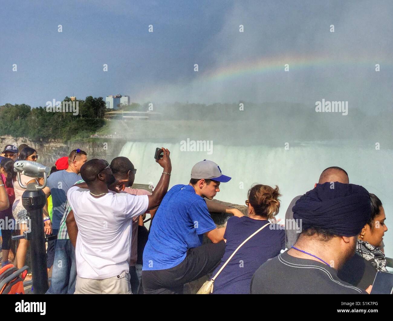 Tourists at Niagara Falls. - Smartphone Captured Stock Image