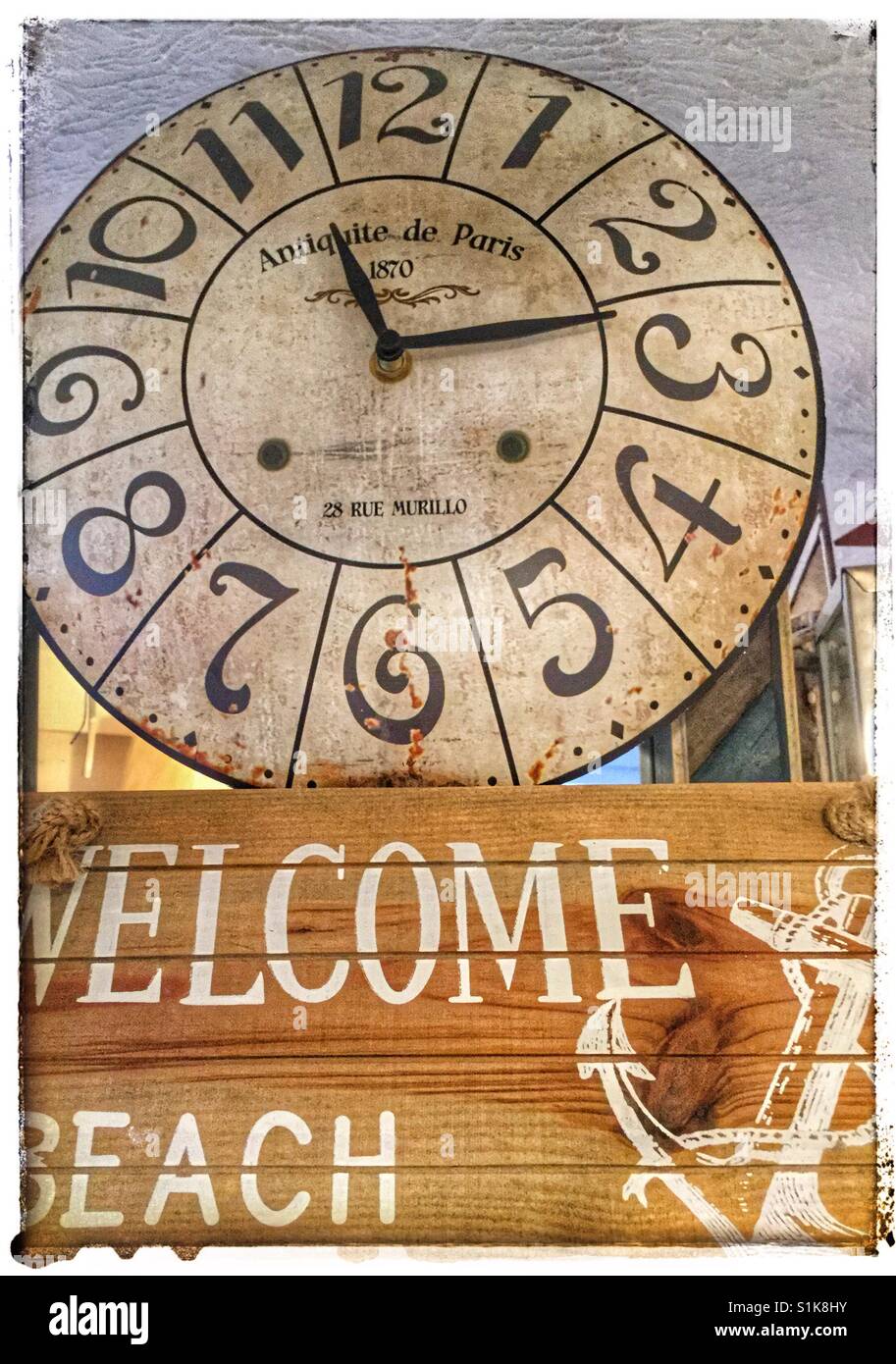 Beach welcome sign. Stock Photo