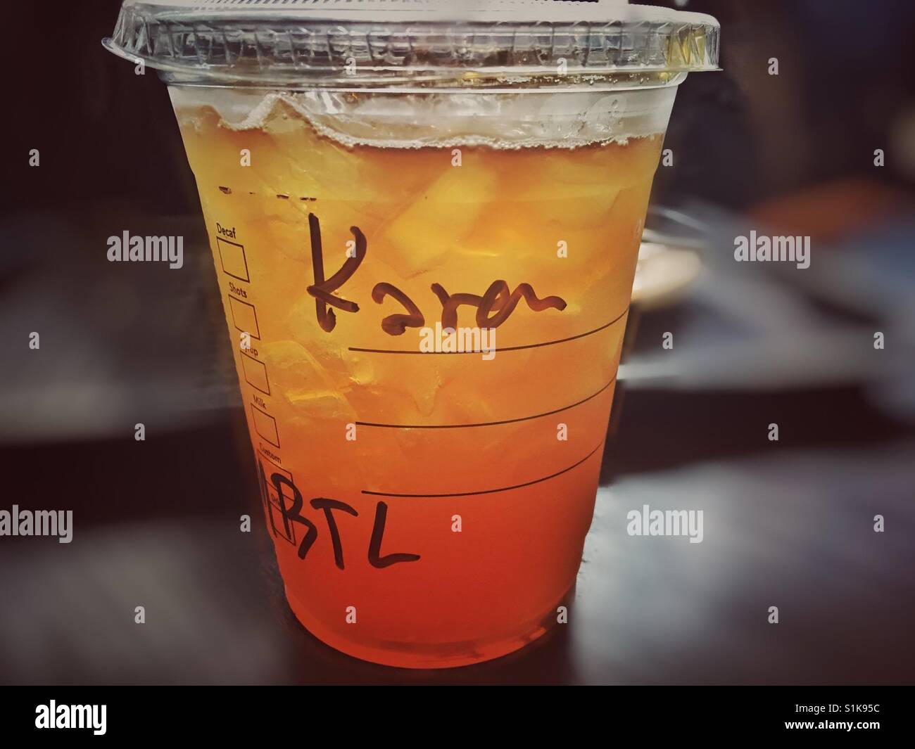 A mango lemonade drink. - Smartphone Captured Stock Image