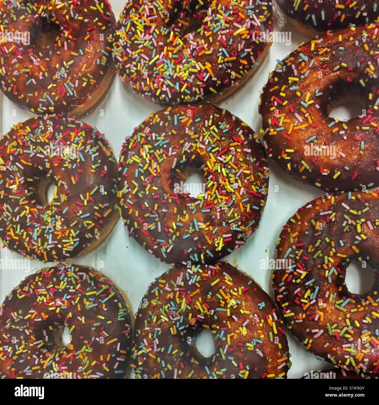 Colourful doughnuts and sprinkles Stock Photo Alamy