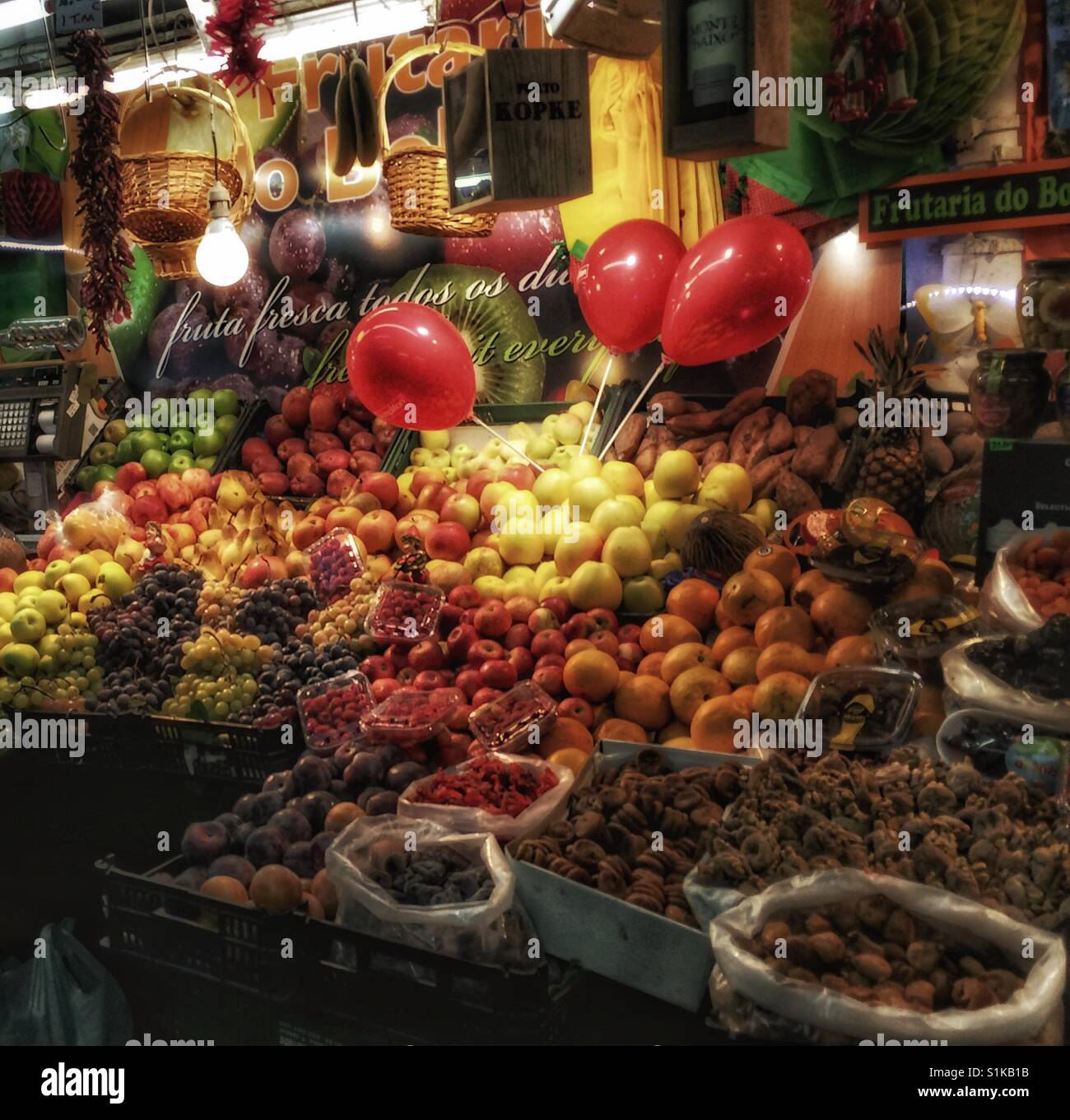 Colourful fruits and vegetables at the market in Lisbon, Portugal Stock