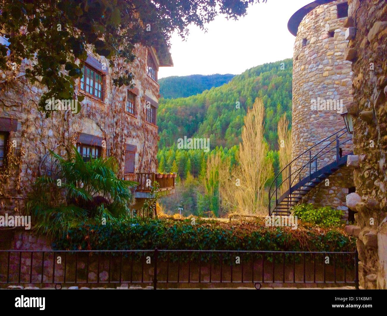 Scene from a village in the Pyrenees Mountains, near the border between France and Spain Stock Photo