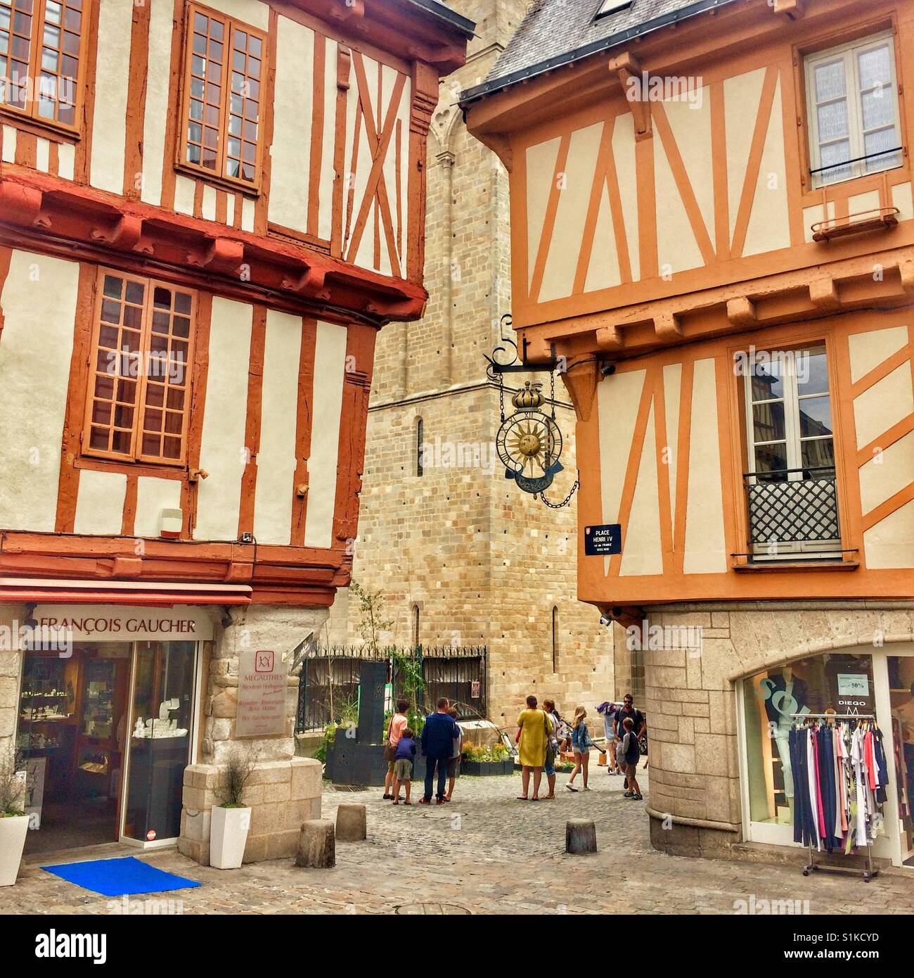 The coloured timber work of Vannes Morbihan France - Smartphone Captured Stock Image