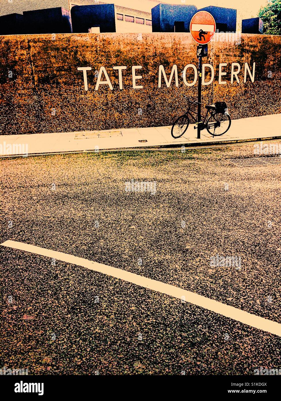 Bicycle outside the Tate Modern, Bankside, London, England - Smartphone Captured Stock Image