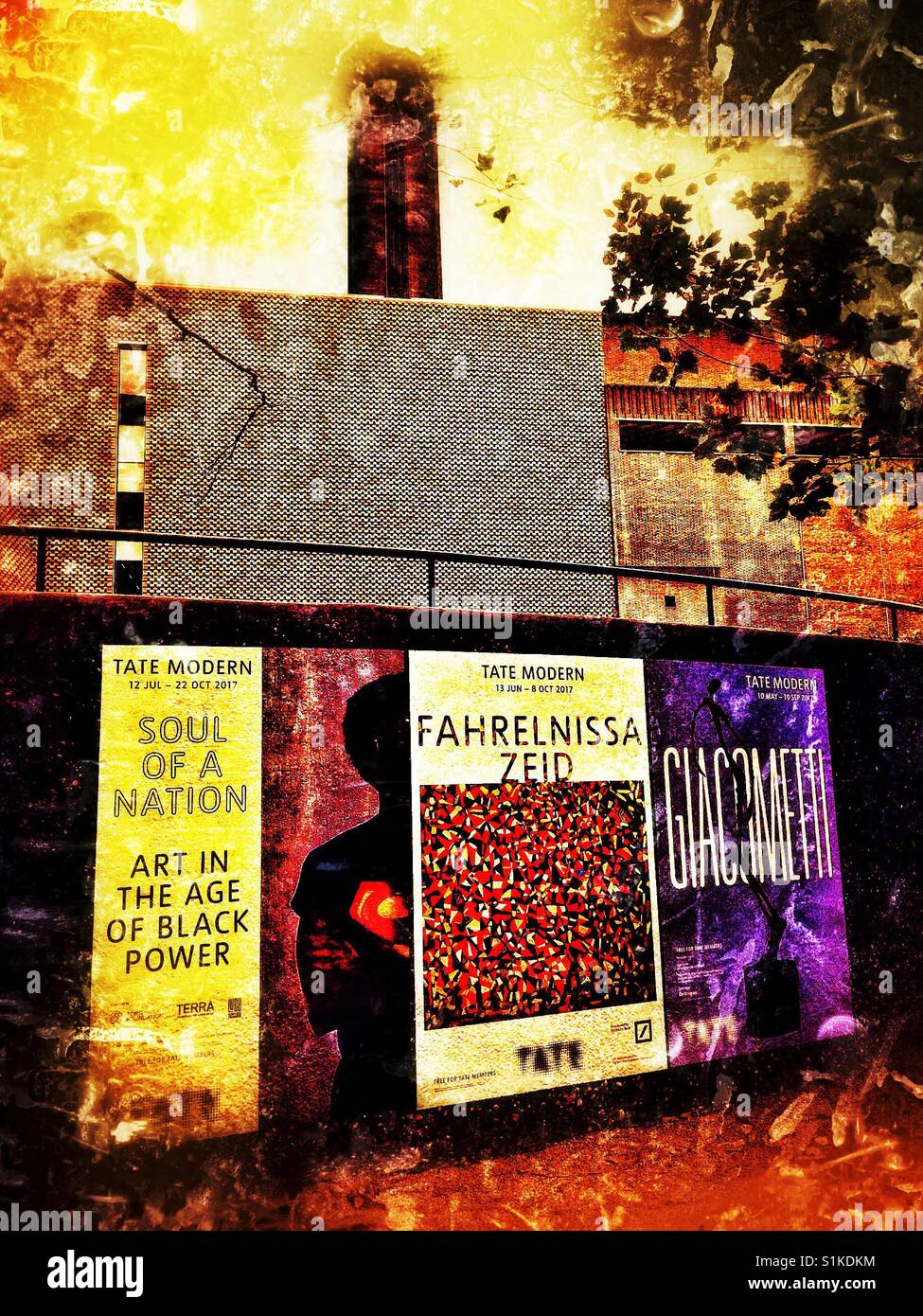 Posters advertising exhibitions at the Tate Modern, Bankside, London, England - Smartphone Captured Stock Image