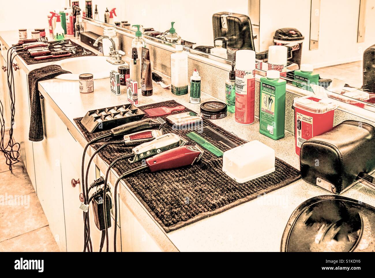 Barbershop haircut tools trimmers and clippers Stock Photo