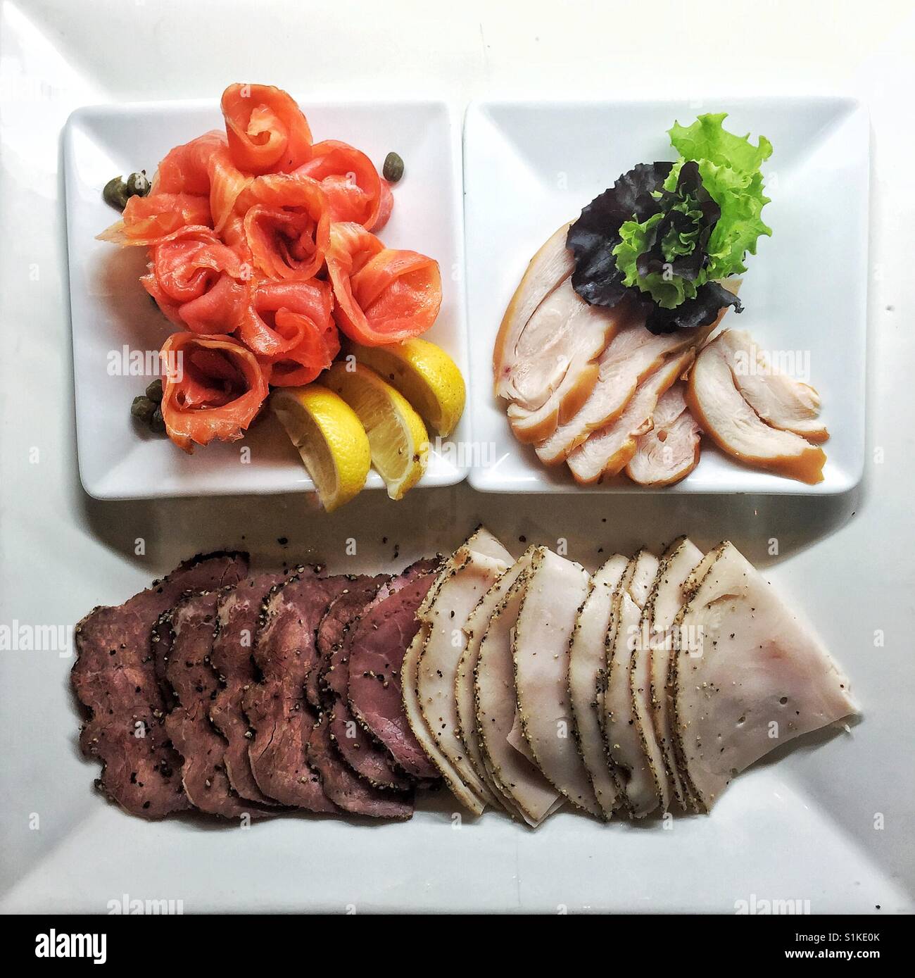 Serving dishes with cold cuts - Smartphone Captured Stock Image