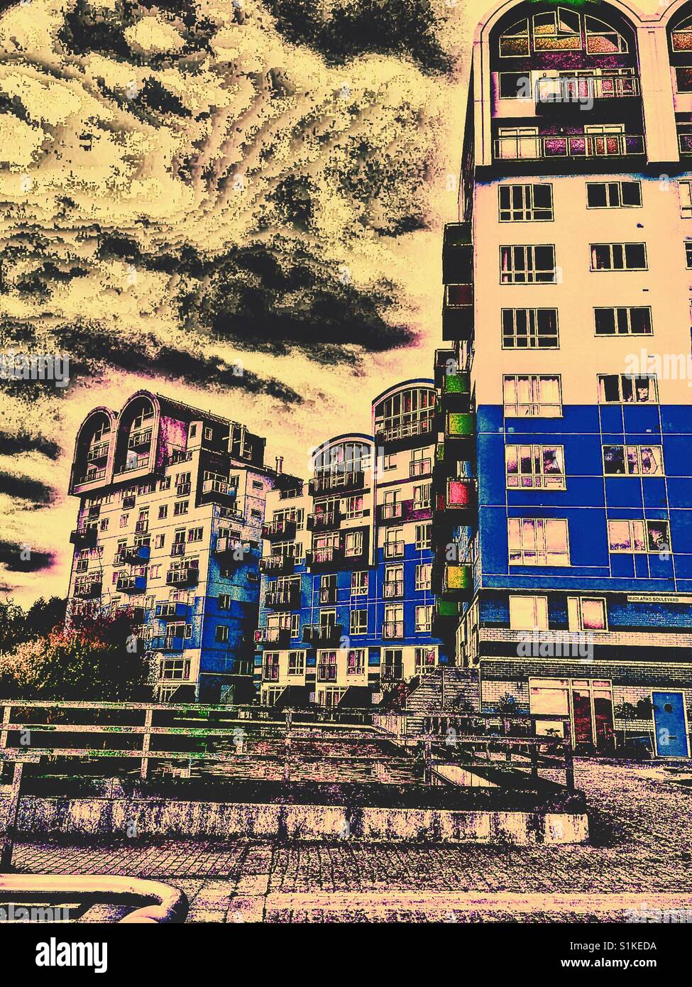 Apartments, Greenwich Millennium village, Greenwich Peninsula, London, England - Smartphone Captured Stock Image