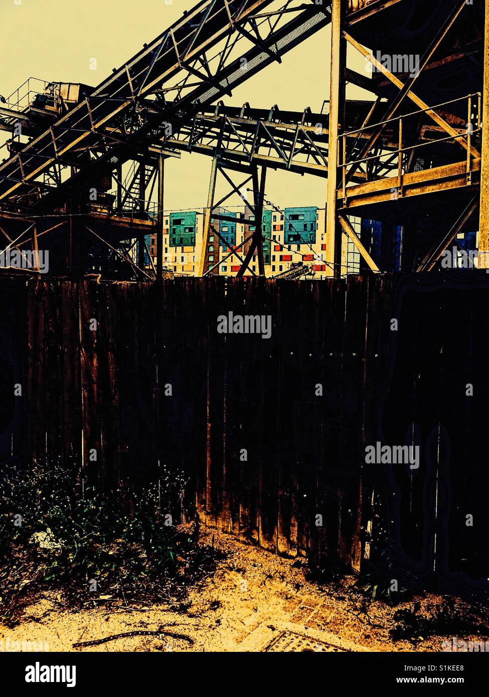 Quarry transportation system and apartments, Greenwich Peninsula, London, England - Smartphone Captured Stock Image