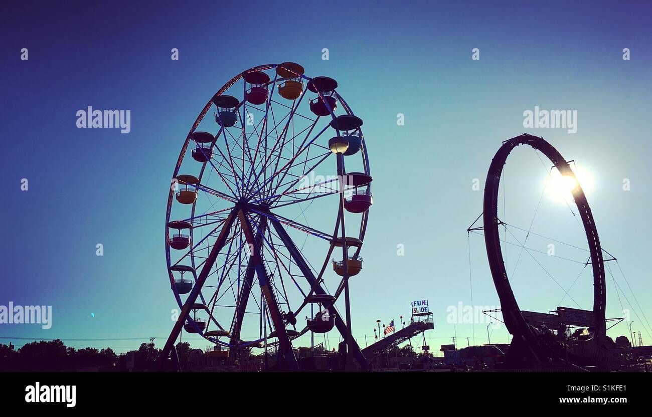 Ferris wheel and carnival rides in lima Ohio 2017 Stock Photo