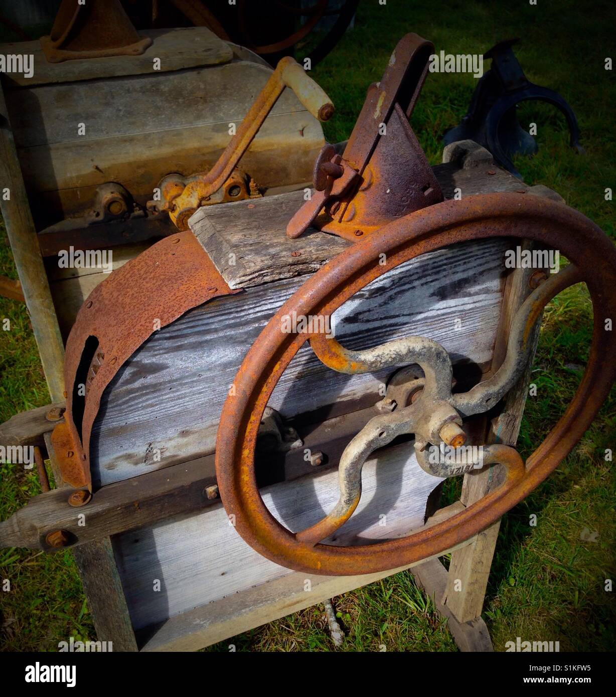 Antique corn shucker Stock Photo Alamy