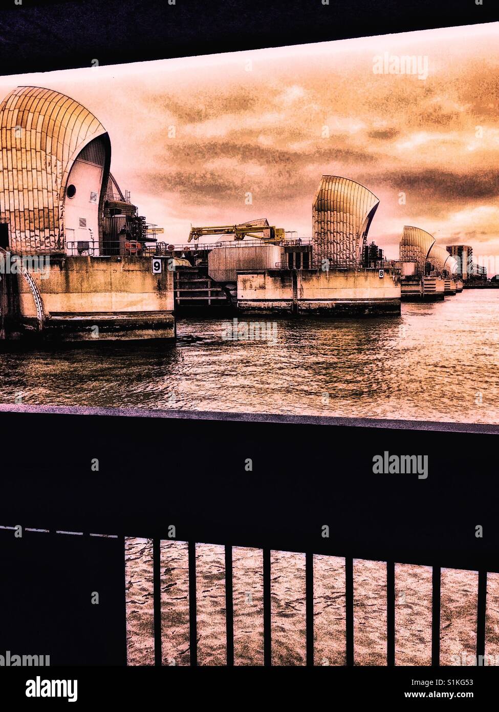 Thames Barrier, Woolwich, London, England - Smartphone Captured Stock Image