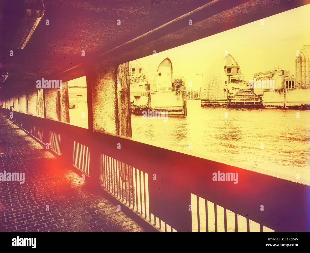 Tunnel walkway next to the Thames Barrier, Woolwich, London, England - Smartphone Captured Stock Image