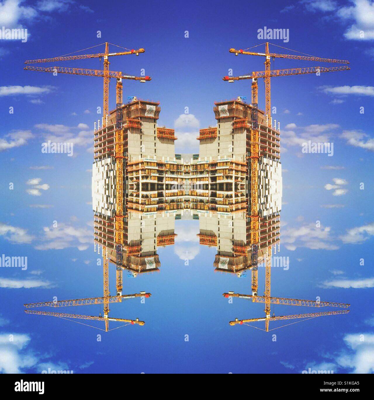 Office building construction in the sky - Smartphone Captured Stock Image
