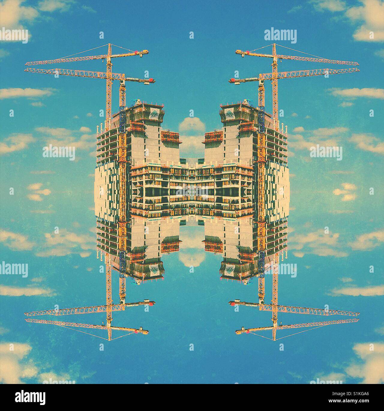 Office building construction in the sky - Smartphone Captured Stock Image
