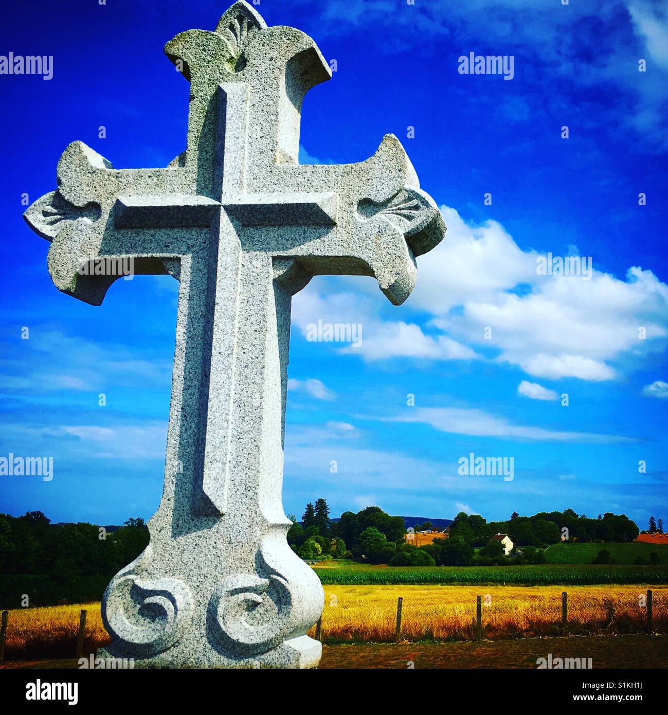 Christian cross in a cemetary - Smartphone Captured Stock Image