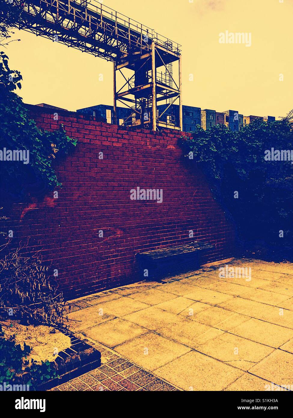Quarry machinery and apartments Greenwich Peninsula, London, England - Smartphone Captured Stock Image