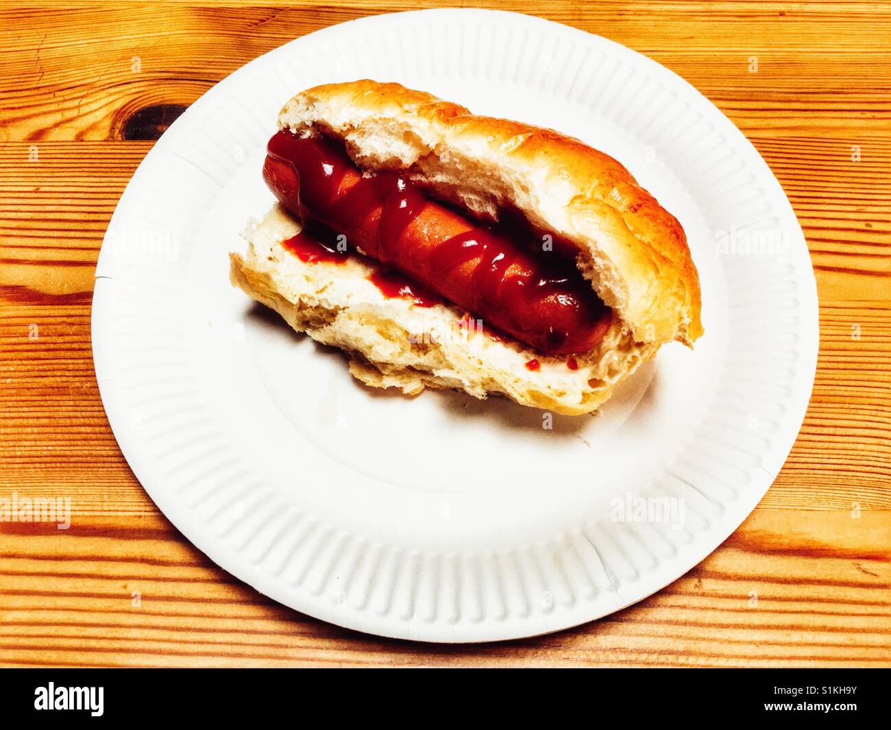 Hotdog with Heinz tomato ketchup - Smartphone Captured Stock Image
