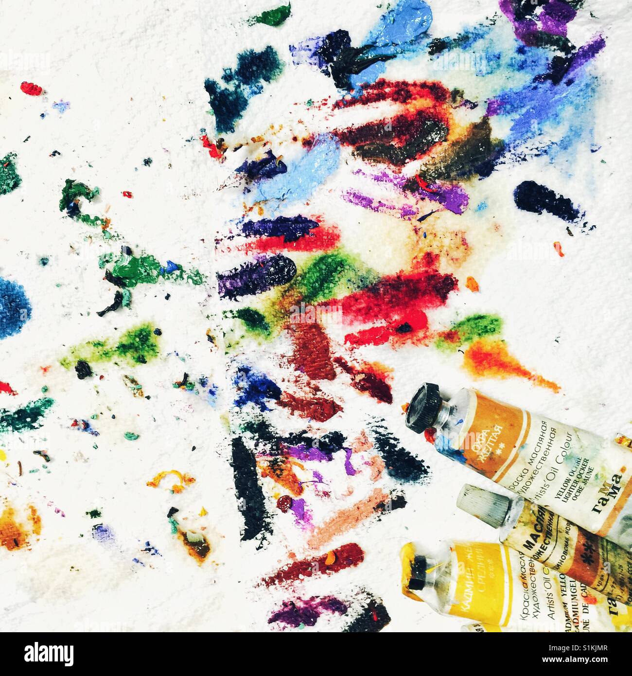 Testing oil paint on a napkin - Smartphone Captured Stock Image