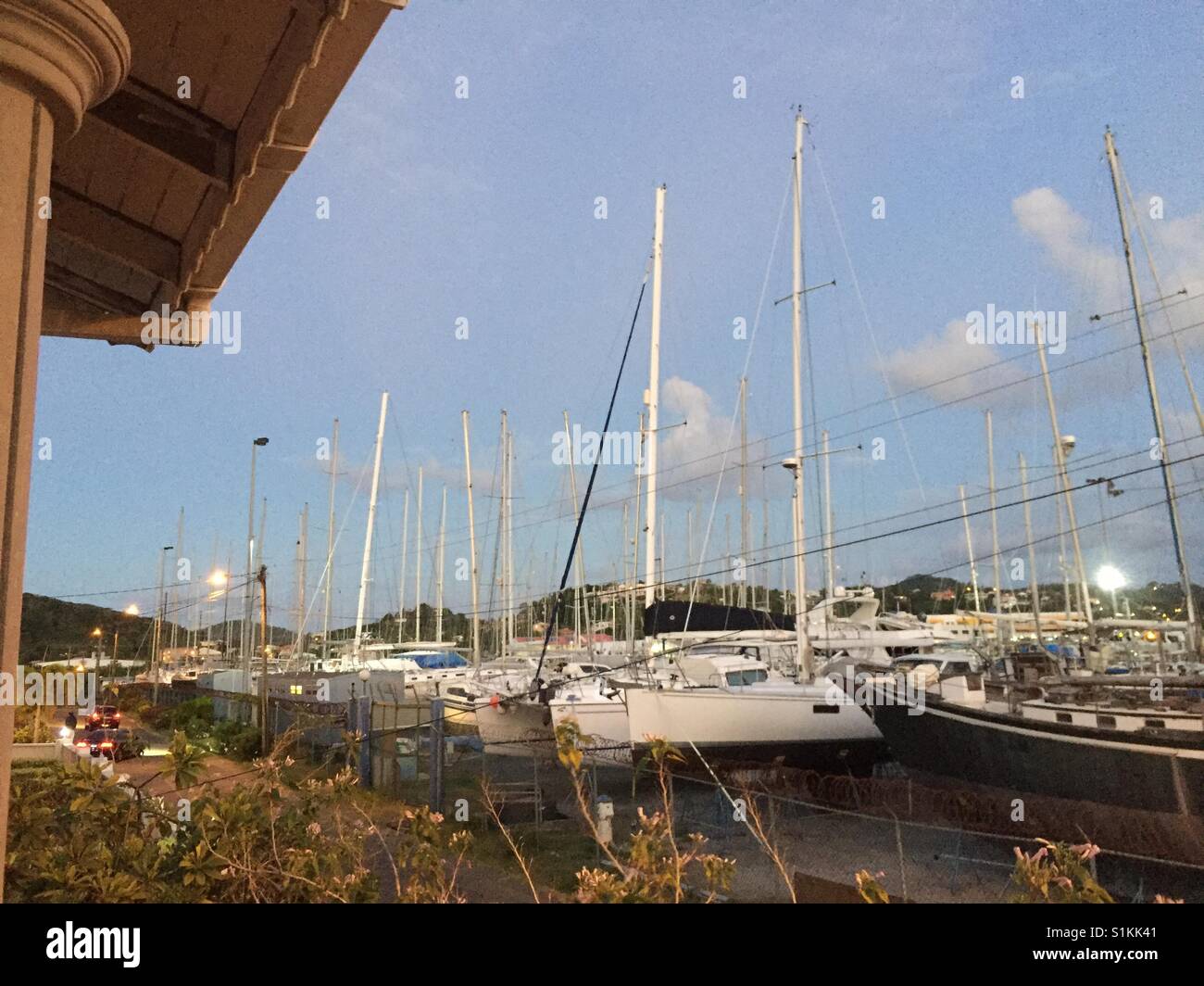 View of Dry Dock at Rodney Bay Marina in Saint Lucia Stock Photo