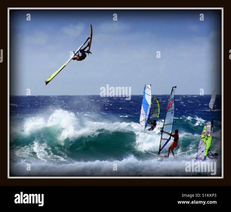 Windsurfing , Hookipa Beach , Maui Stock Photo Alamy