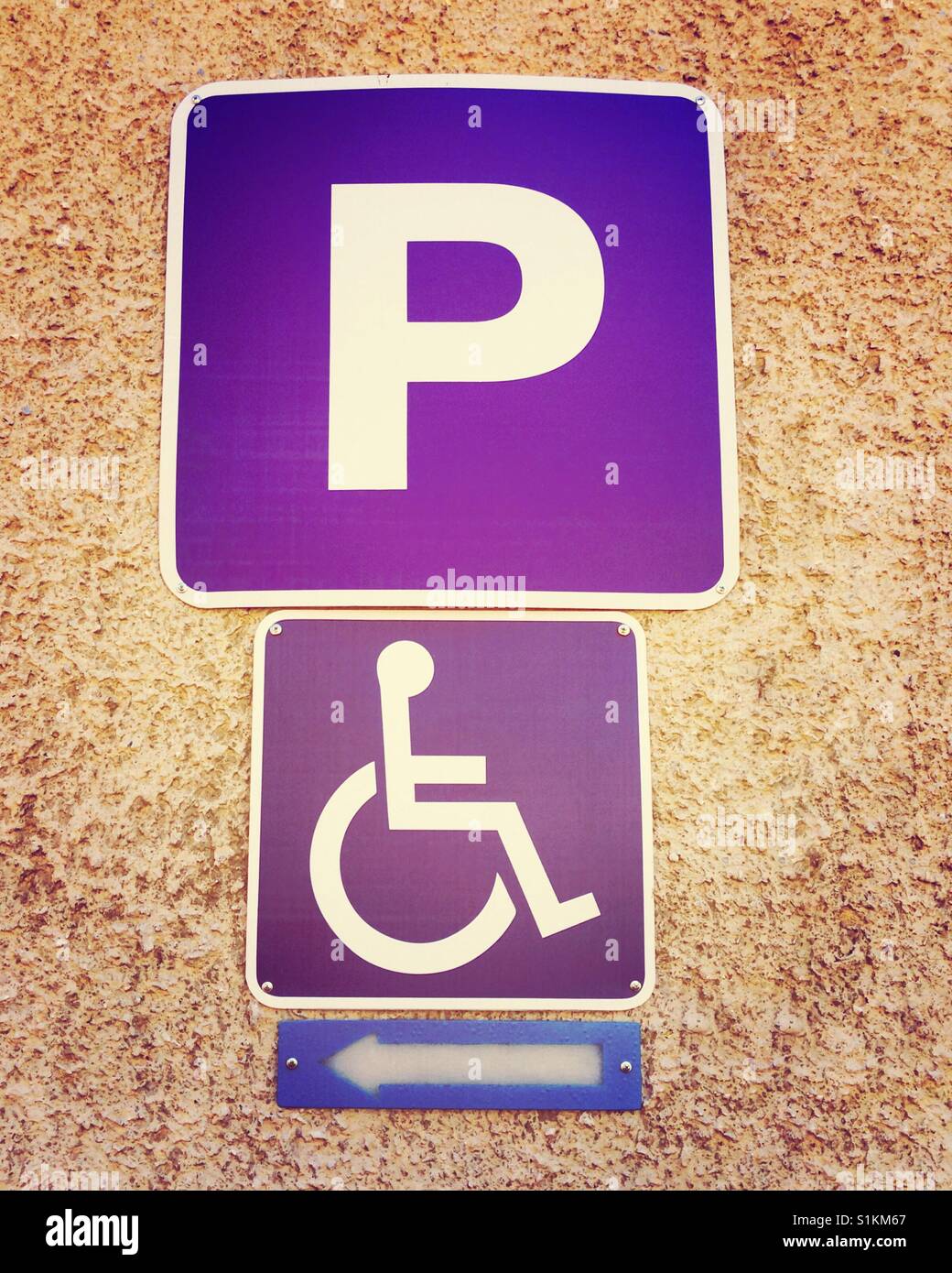 Disabled parking signs Stock Photo