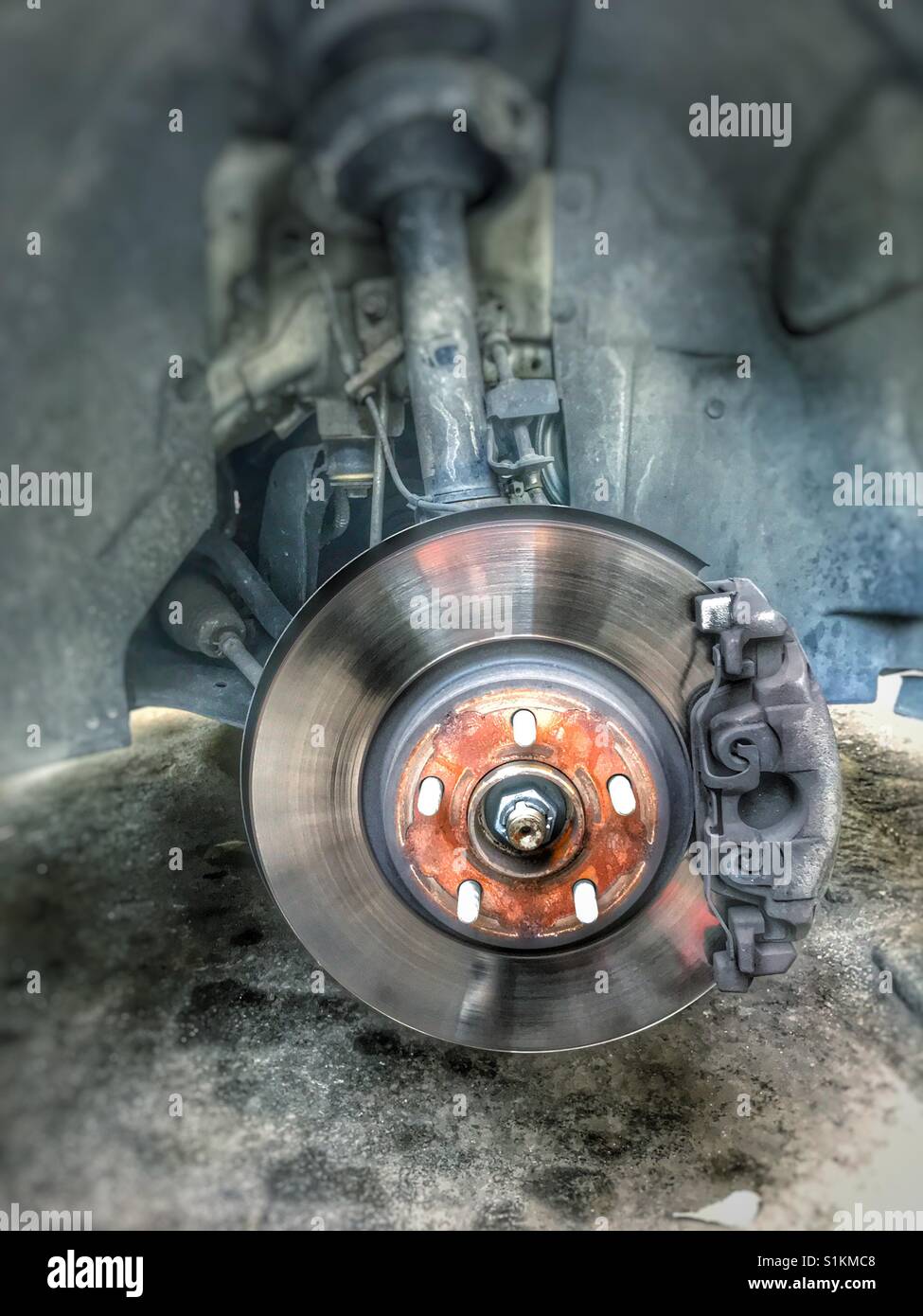 Car suv without tire , brake disk and mechanical parts - Smartphone Captured Stock Image