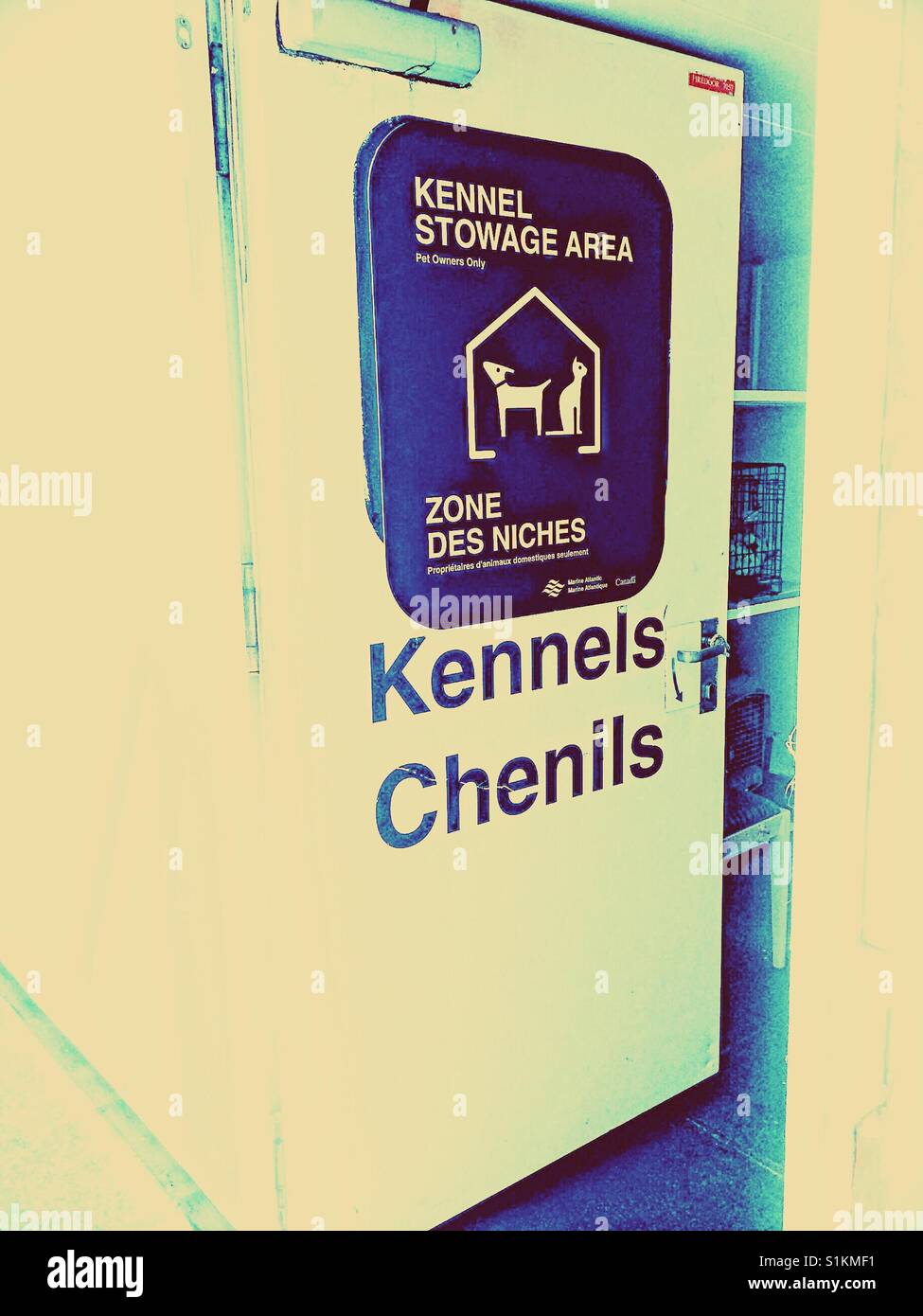 Kennels on board ferry from Nova Scotia to Newfoundland, Canada - Smartphone Captured Stock Image