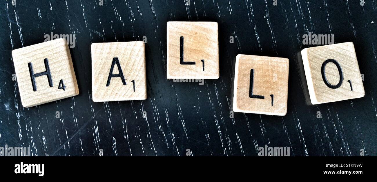 Hello in German. - Smartphone Captured Stock Image