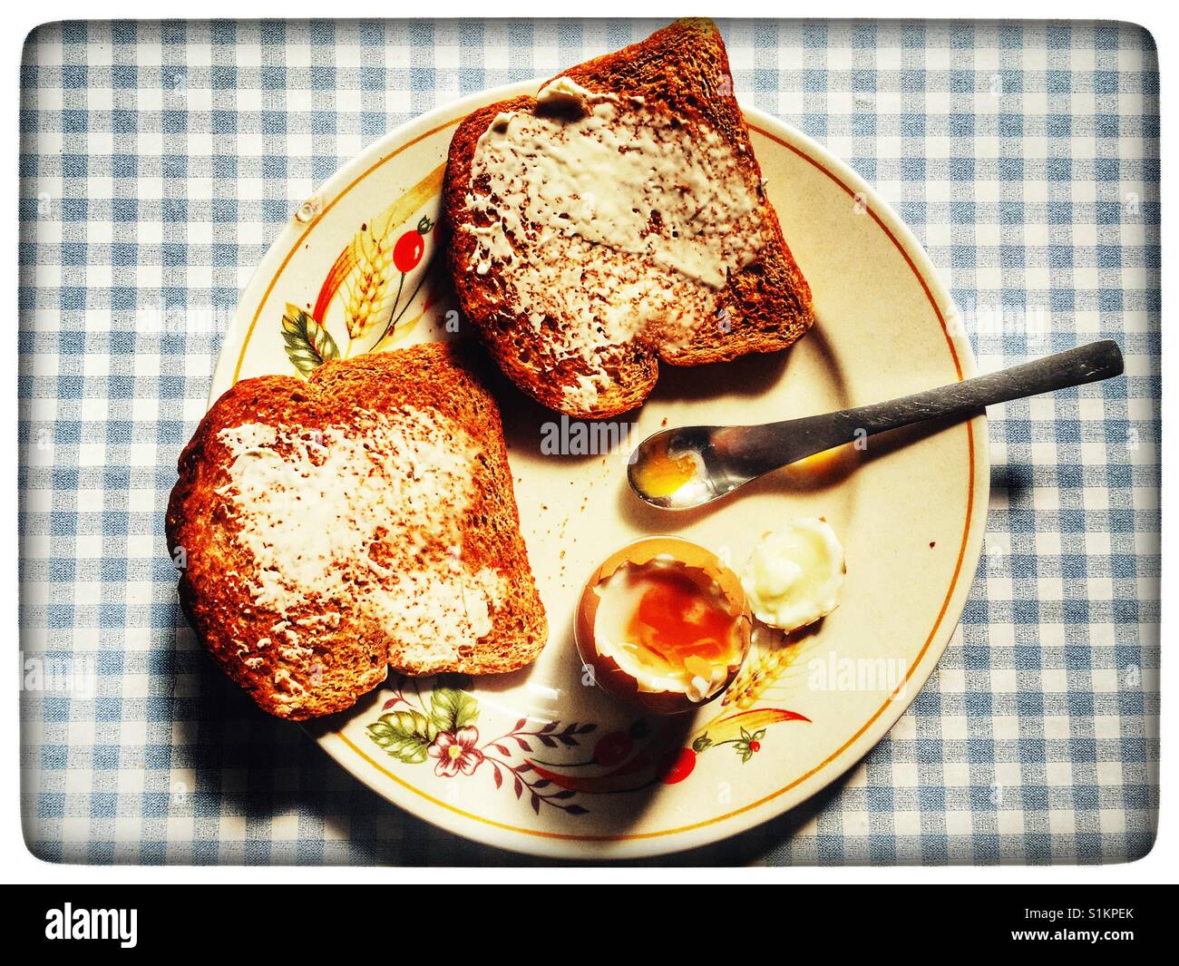 Boiled egg with wholemeal toast - Smartphone Captured Stock Image