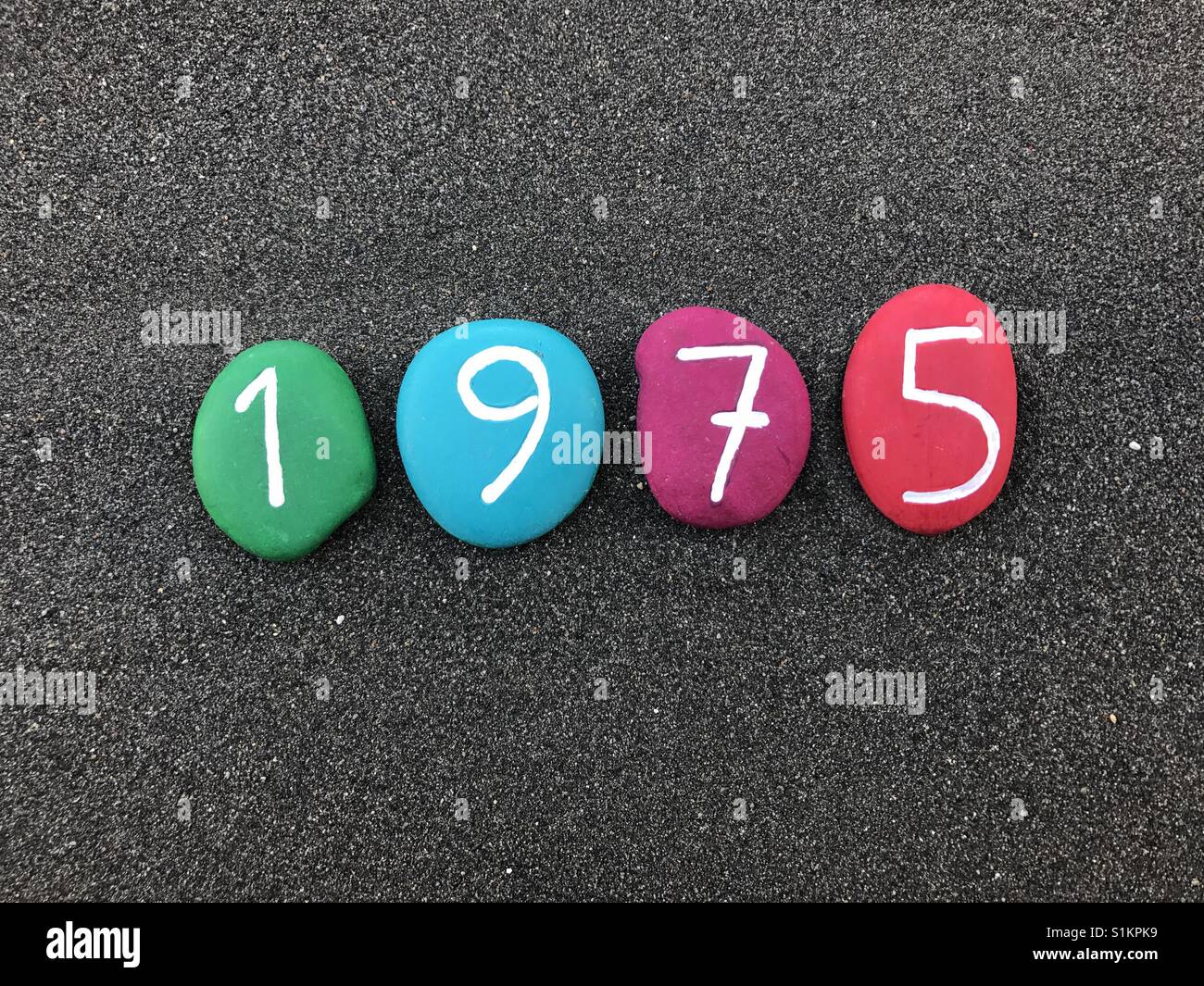 1975 with colored stones - Smartphone Captured Stock Image
