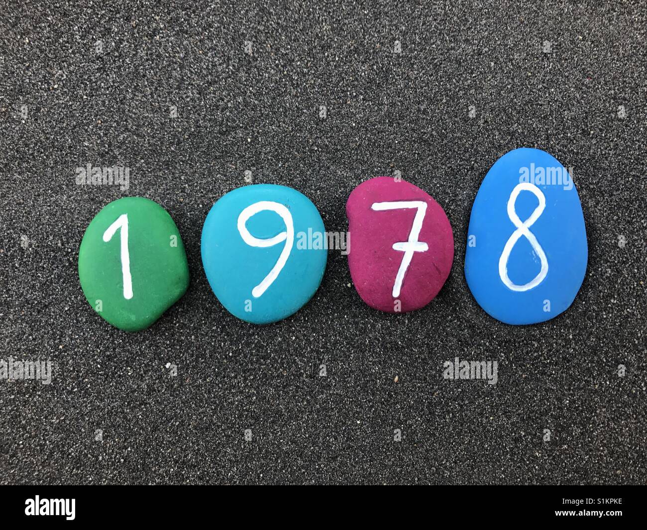 1978 with painted stones Stock Photo