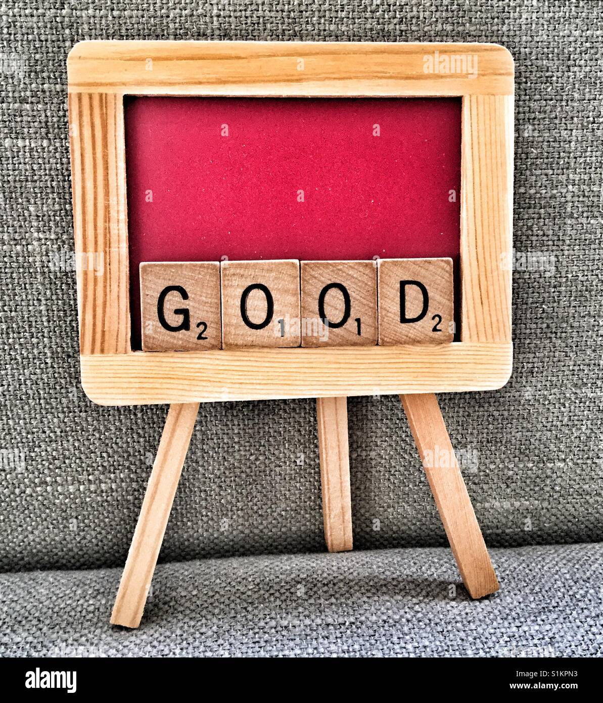 Miniature chalkboard spelling Good. - Smartphone Captured Stock Image