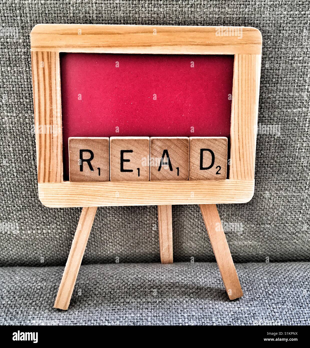 Miniature chalkboard spelling Read. - Smartphone Captured Stock Image