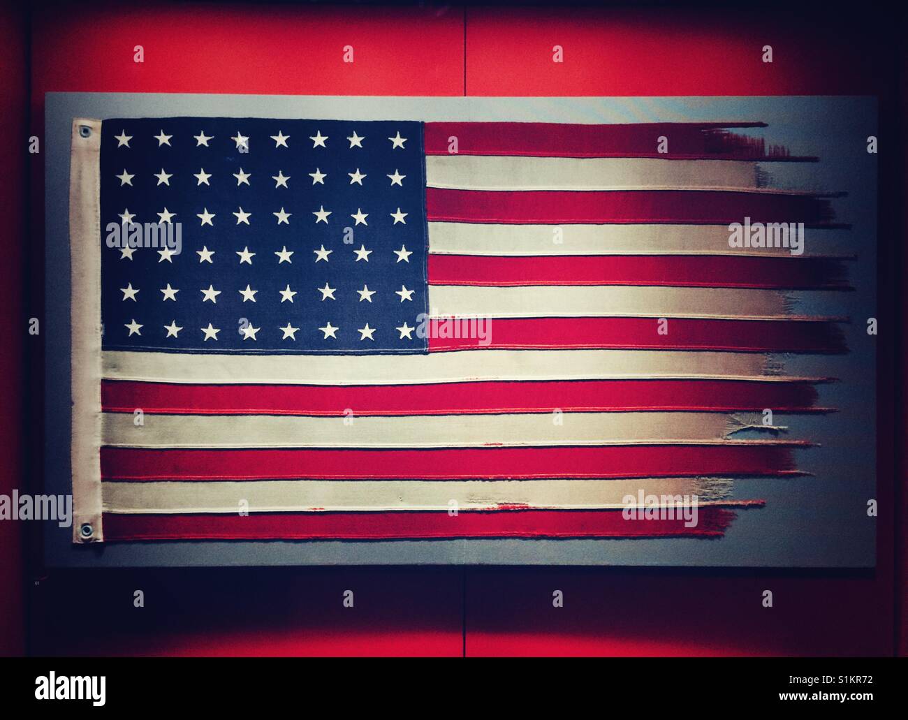 American flag on display in WWII museum in New Orleans - Smartphone Captured Stock Image
