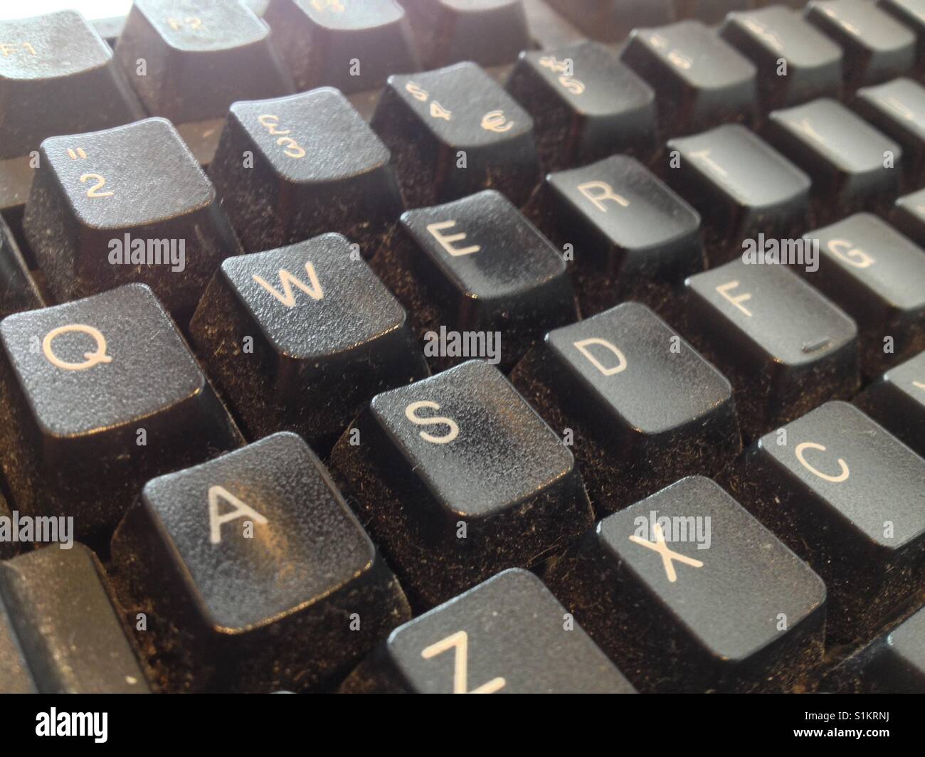 Closeup of a desktop computer keyboard (landscape orientation). Taken