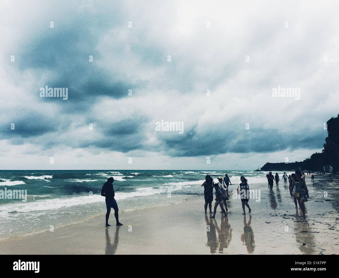 White beach on Boracay island in the Philippines during monsoon season Stock Photo