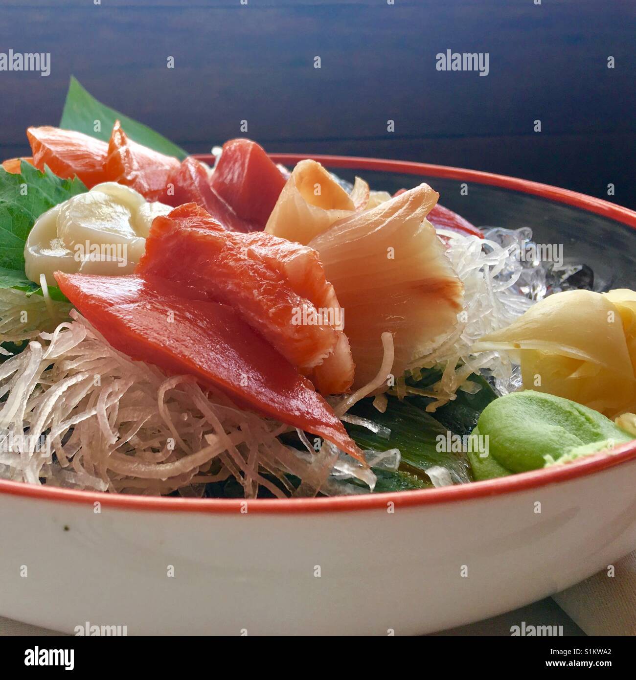 Japanese food, sashimi, tuna, salmon Stock Photo