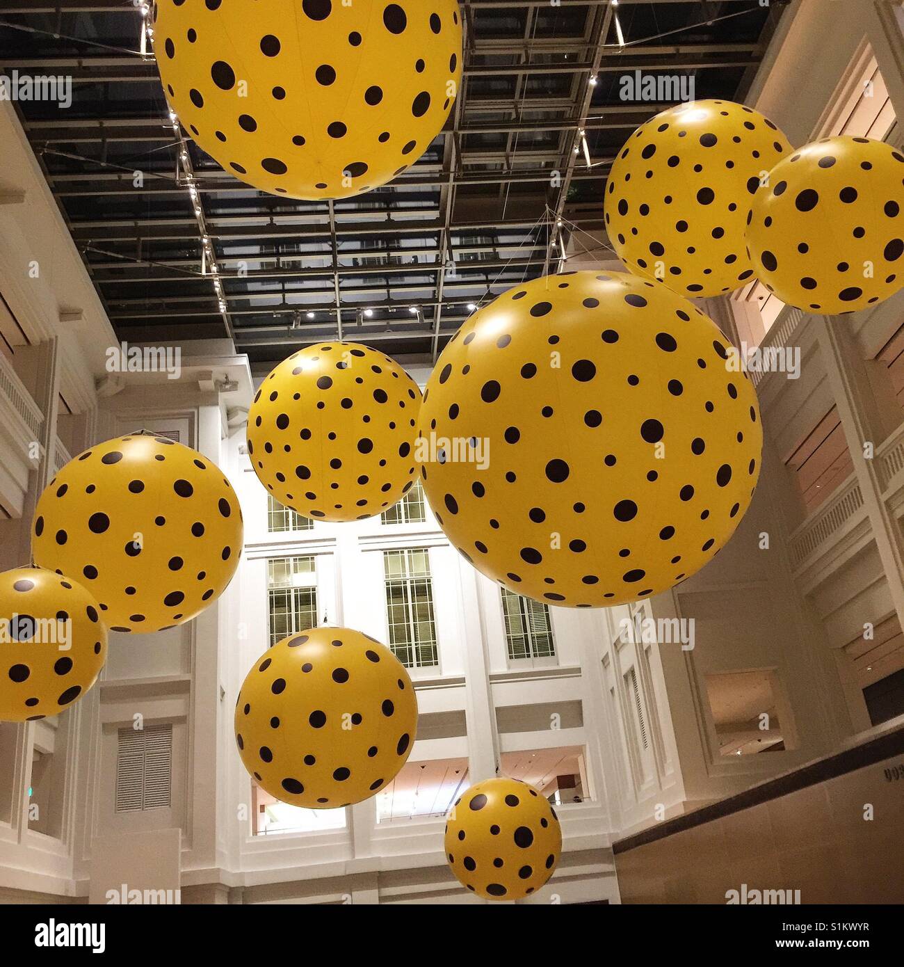 Visual Art Display- Dots Obsession by Japanese Artist, Yayoi Kusama at the National Gallery Singapore Stock Photo
