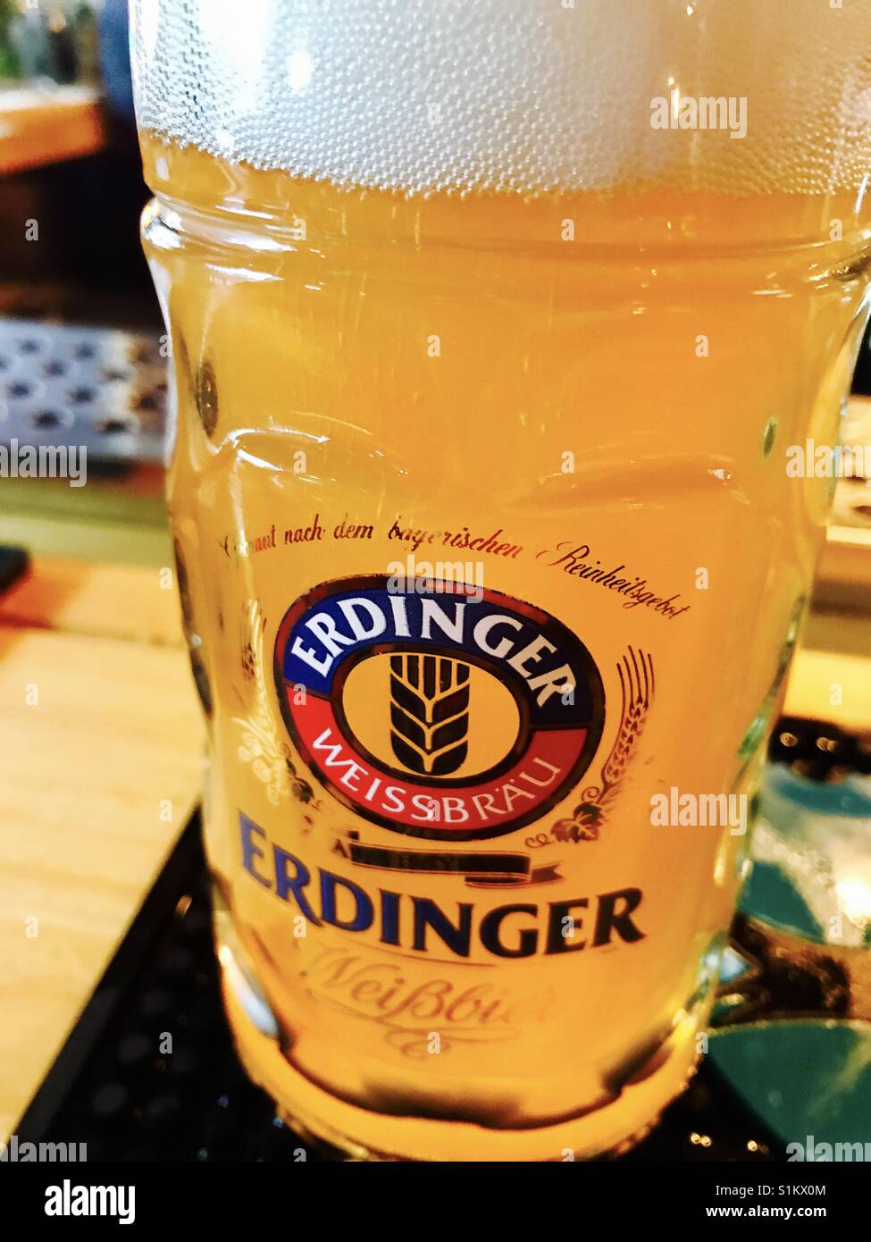 Erdinger beer on a bar Stock Photo