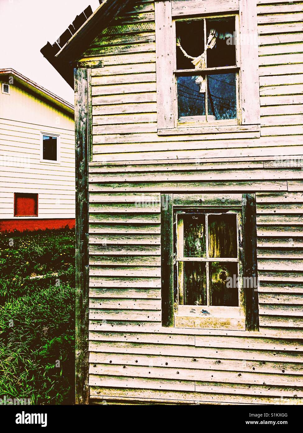 Abandoned and modern wooden houses Canada - Smartphone Captured Stock Image