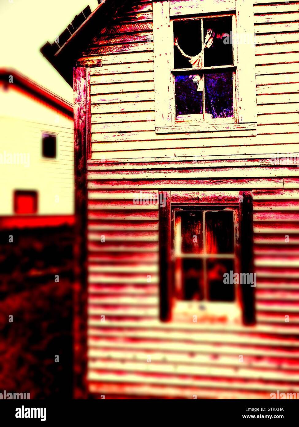 Abandoned wooden house blur, Canada - Smartphone Captured Stock Image