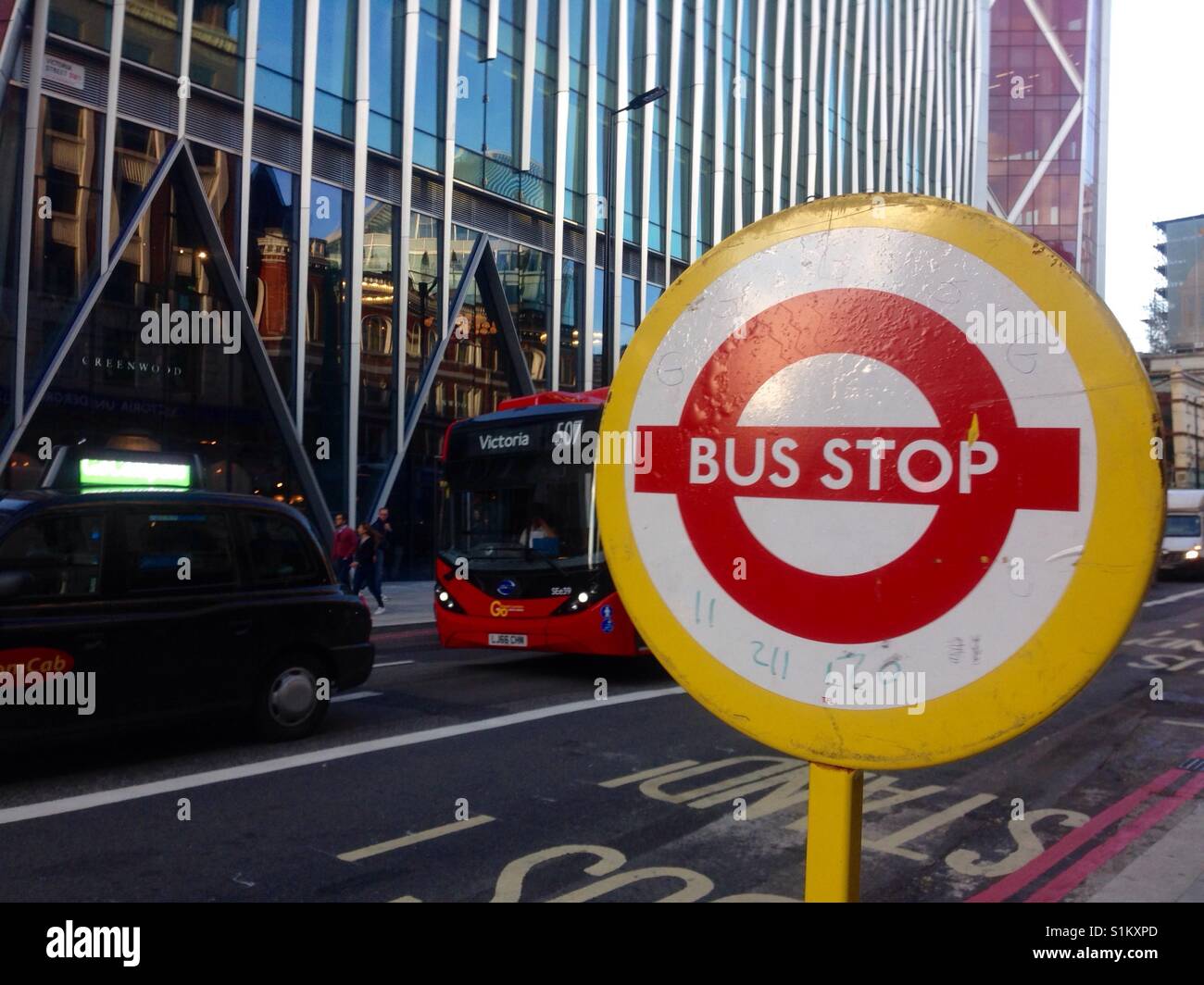 Provisional Bus Stop Stock Photo