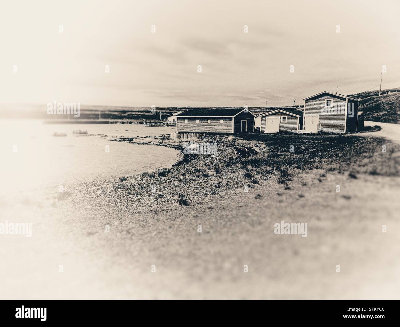 Coastal wooden cabins, Newfoundland, Canada - Smartphone Captured Stock Image