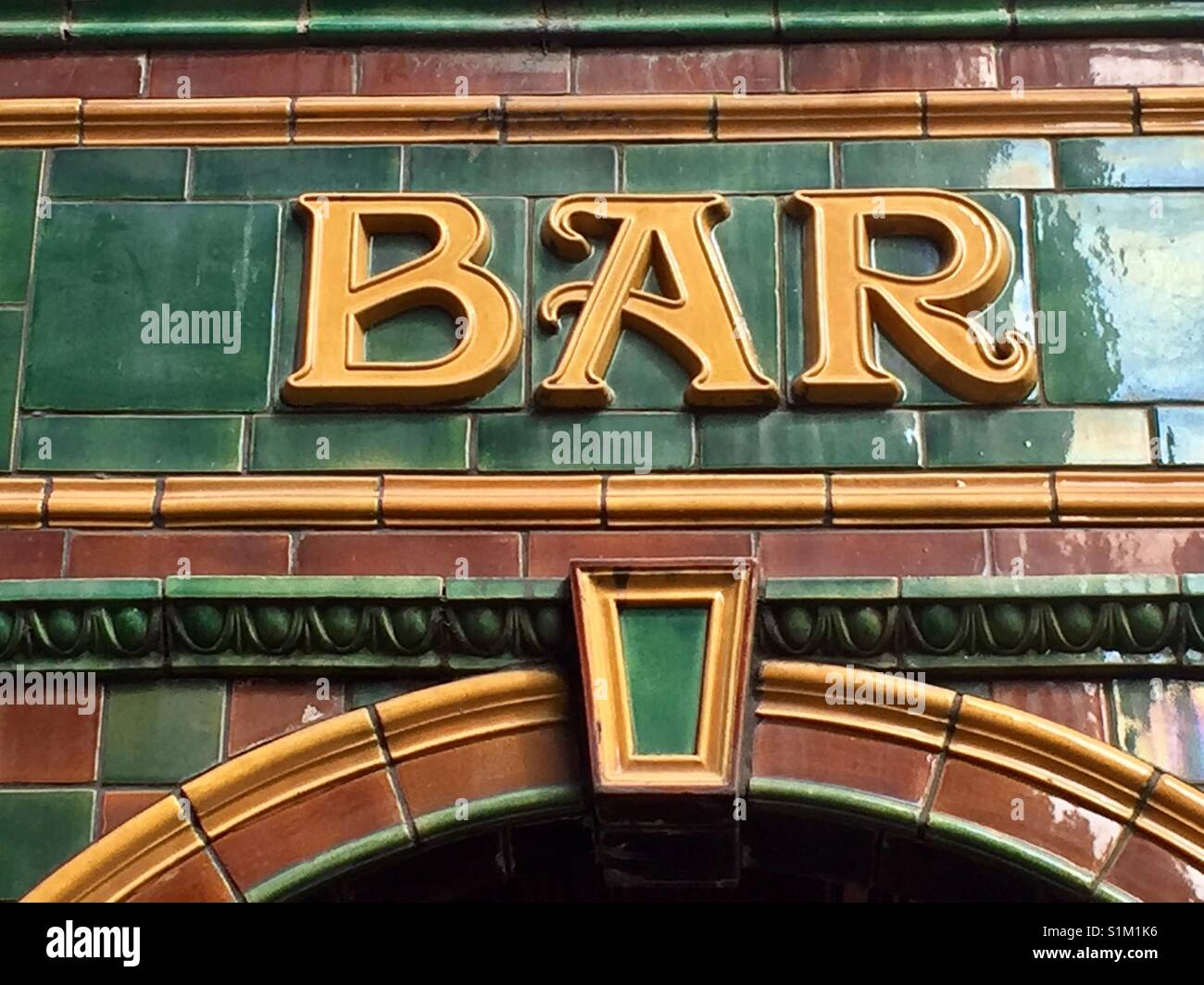 Tiled bar sign, Dublin Stock Photo