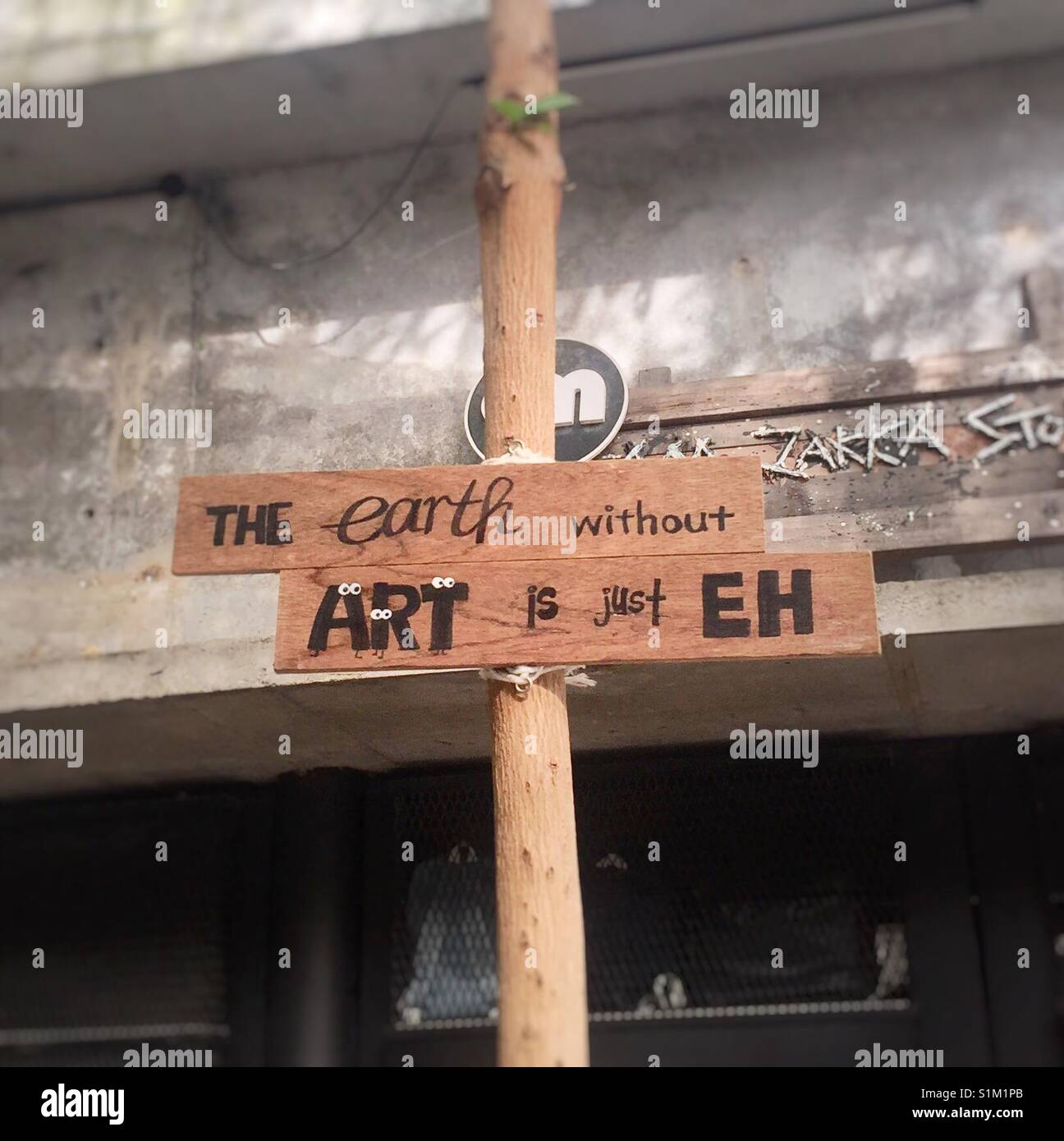Wooden plank typograph - Smartphone Captured Stock Image