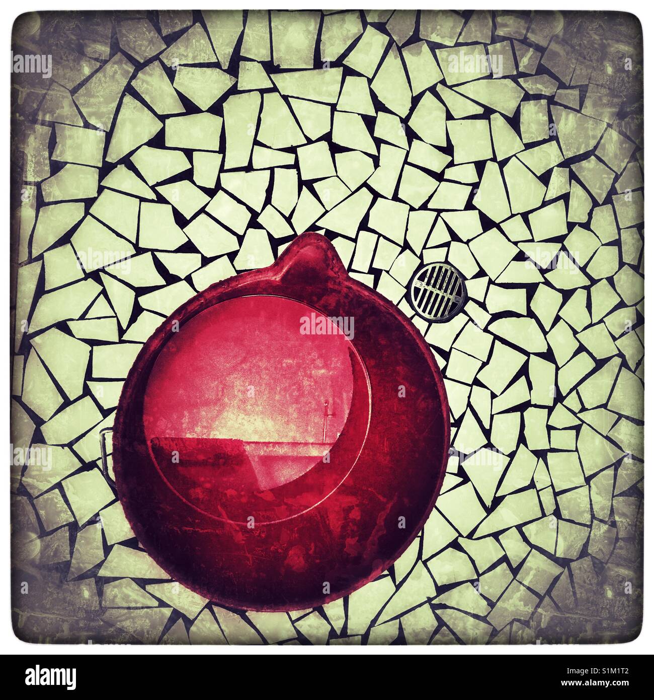 Red bucket in shower Stock Photo Alamy